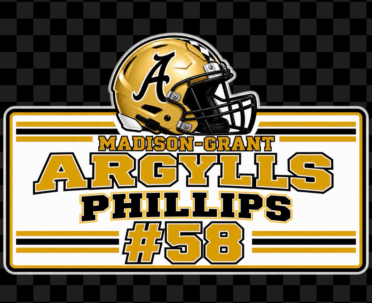 Madison-Grant Argylls football vinyl decal for Phillips #58
