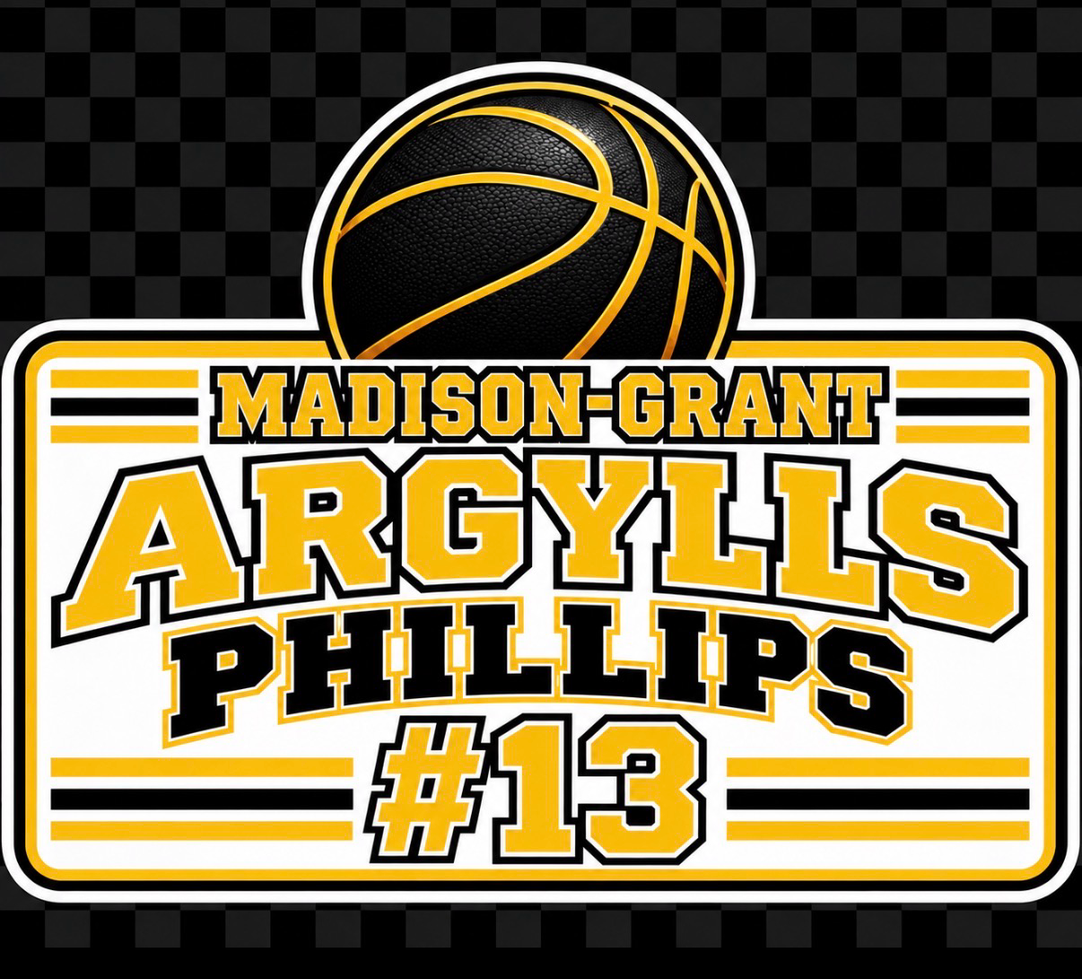 Madison-Grant Argylls basketball vinyl decal for Phillips #13